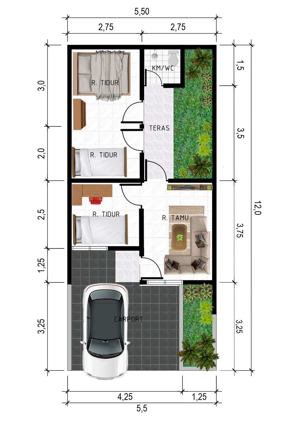 foto denah rumah tipe 36/66 (Komersil) perumahan SENTUL INDAH RESIDENCE 2