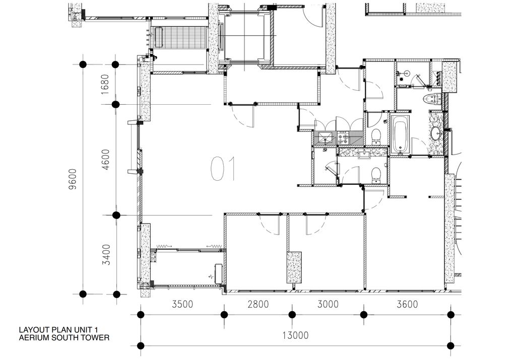 foto denah rumah tipe South Tower 01 3 BR-B perumahan Apartemen Aerium