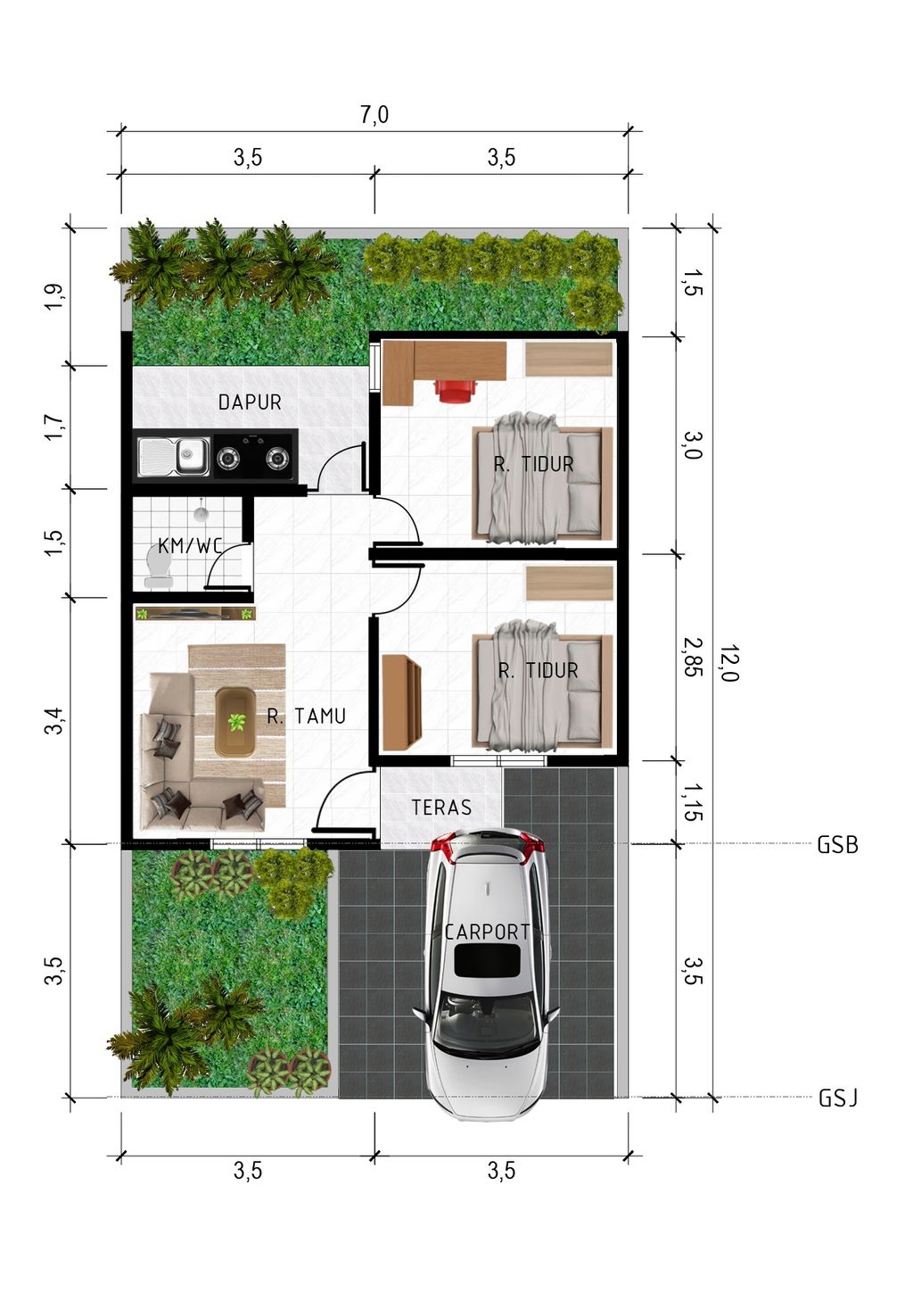 foto denah rumah tipe 42/84 perumahan SENTUL INDAH RESIDENCE 2