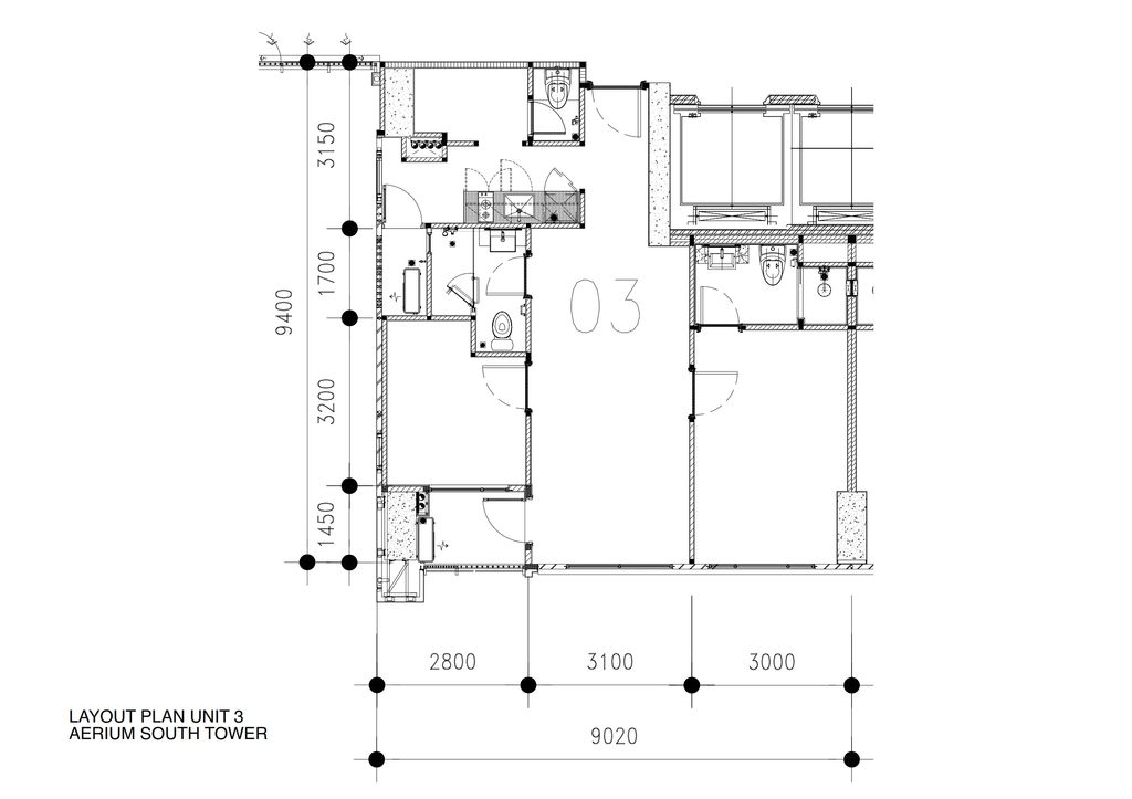foto denah rumah tipe South Tower 03 2 BR-D perumahan Apartemen Aerium