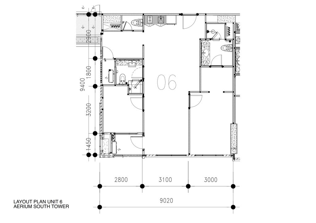 foto denah rumah tipe South Tower 06 2 BR-A perumahan Apartemen Aerium