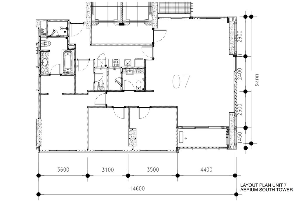 foto denah rumah tipe South Tower 07 3 BR-A perumahan Apartemen Aerium