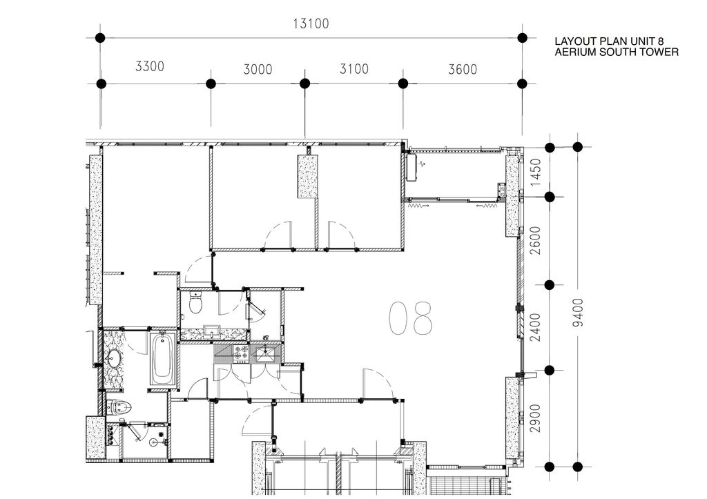 foto denah rumah tipe South Tower 08 3 BR-B perumahan Apartemen Aerium