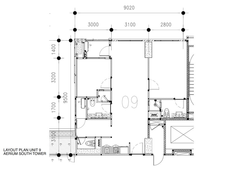 foto denah rumah tipe South Tower 09 2 BR-C perumahan Apartemen Aerium