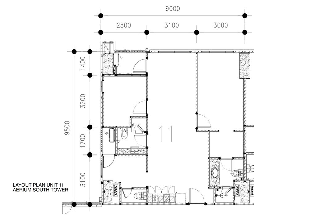 foto denah rumah tipe South Tower 11 2 BR-A perumahan Apartemen Aerium