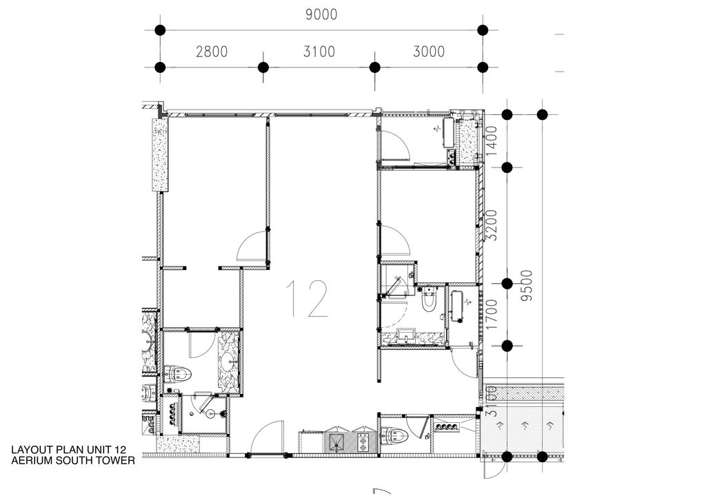 foto denah rumah tipe South Tower 12 2 BR-A perumahan Apartemen Aerium