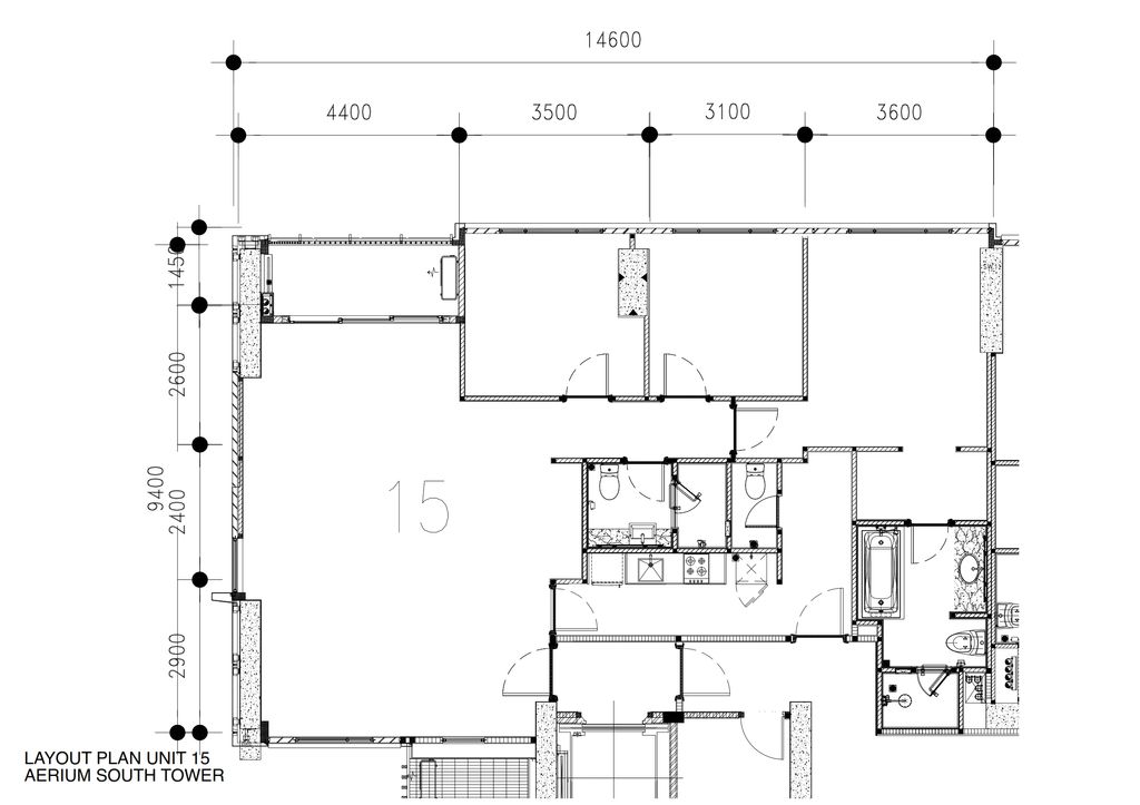 foto denah rumah tipe South Tower 15 3 BR-A perumahan Apartemen Aerium
