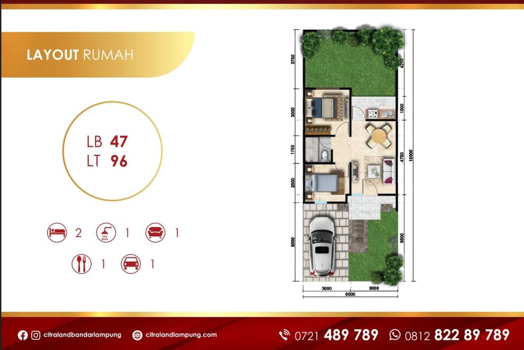 foto denah rumah tipe SAVOCA perumahan CITRALAND BANDAR LAMPUNG - REVISI II