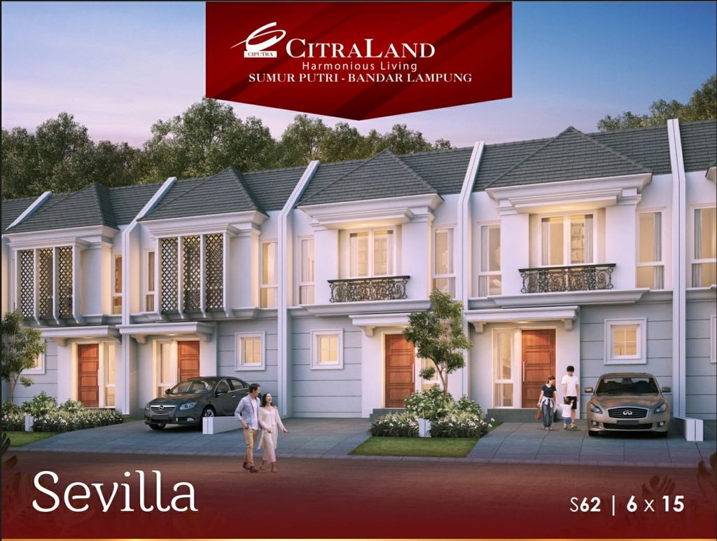 foto tampak rumah tipe SEVILLA_62 perumahan CITRALAND BANDAR LAMPUNG - REVISI II