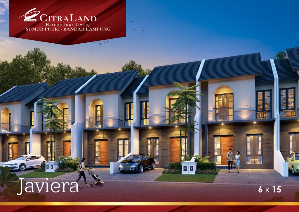 foto tampak rumah tipe JAVIERA_68 perumahan CITRALAND BANDAR LAMPUNG - REVISI II
