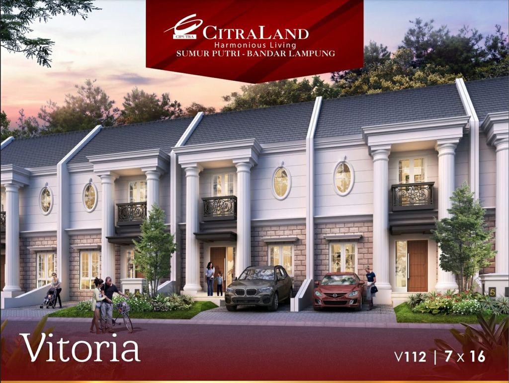 foto tampak rumah tipe VITORIA_100 perumahan CITRALAND BANDAR LAMPUNG - REVISI II