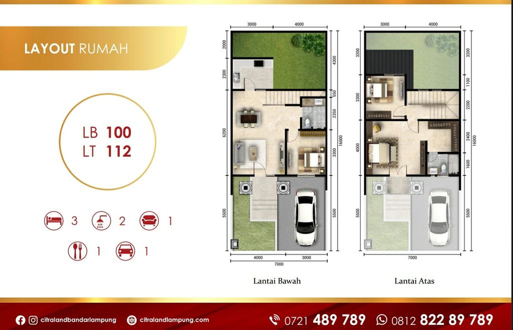 foto denah rumah tipe VITORIA_100 perumahan CITRALAND BANDAR LAMPUNG - REVISI II