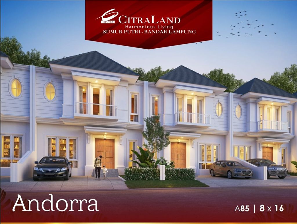 foto tampak rumah tipe ANDORRA_85 perumahan CITRALAND BANDAR LAMPUNG - REVISI II