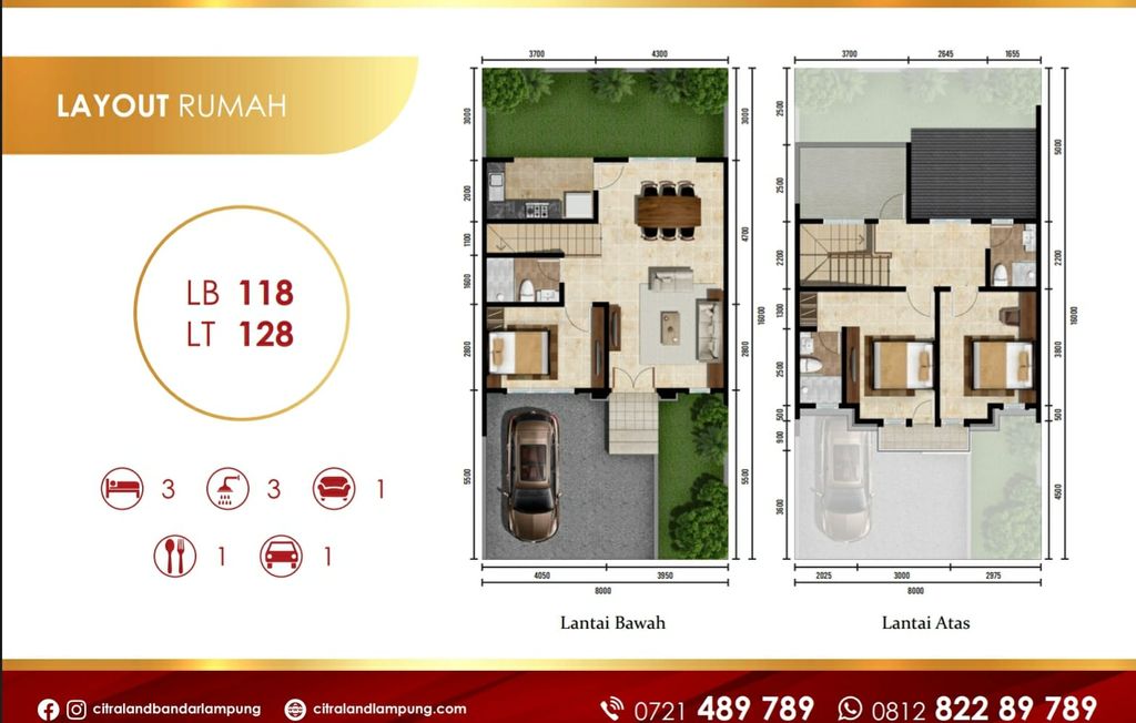 foto denah rumah tipe ANDORRA_118-120 perumahan CITRALAND BANDAR LAMPUNG - REVISI II