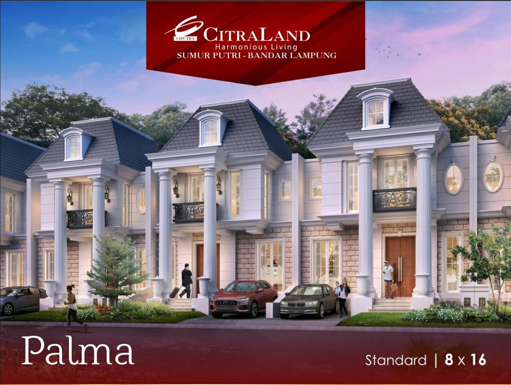 foto tampak rumah tipe PALMA_105 perumahan CITRALAND BANDAR LAMPUNG - REVISI II