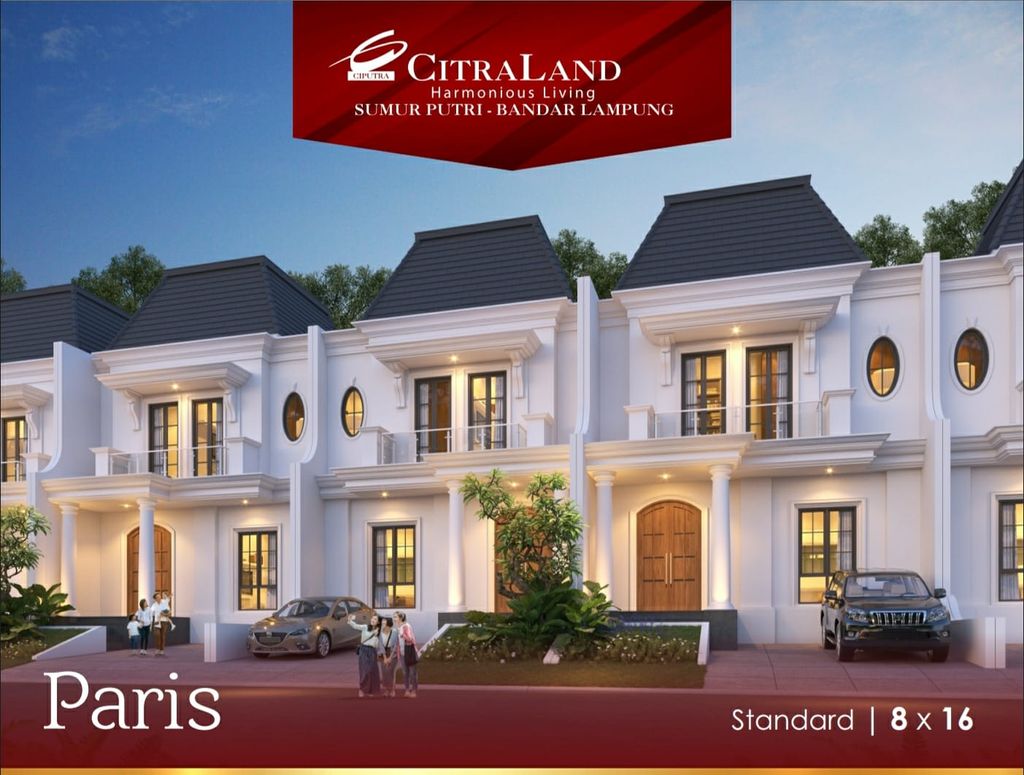 foto tampak rumah tipe PARIS_110 perumahan CITRALAND BANDAR LAMPUNG - REVISI II