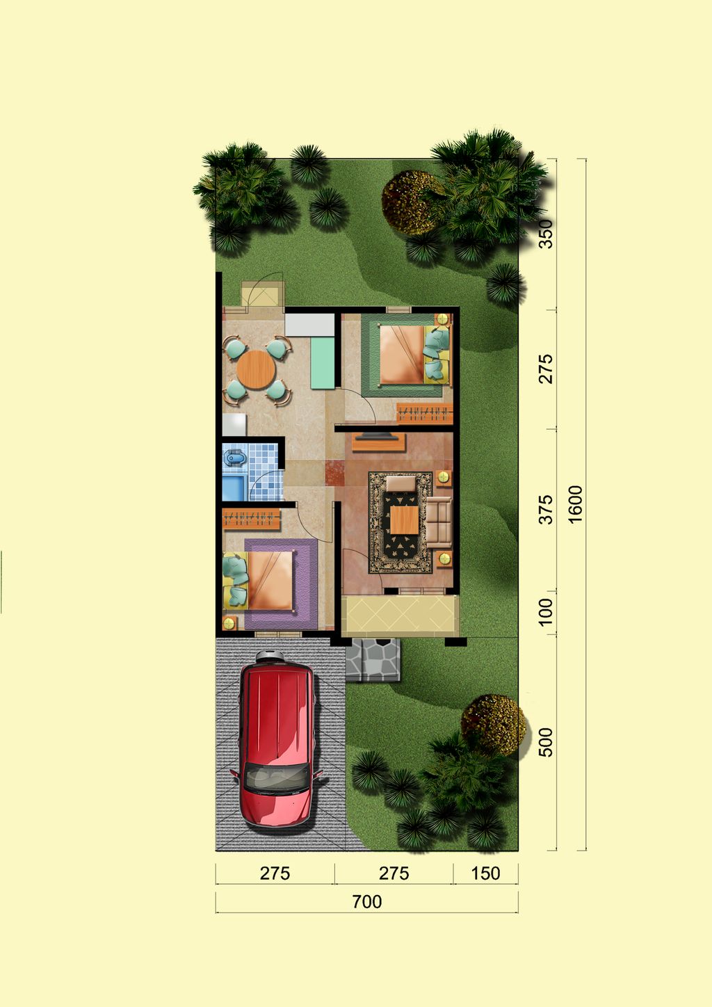 foto denah rumah tipe 45 perumahan CITRALAND NGK CLUSTER EMERALD