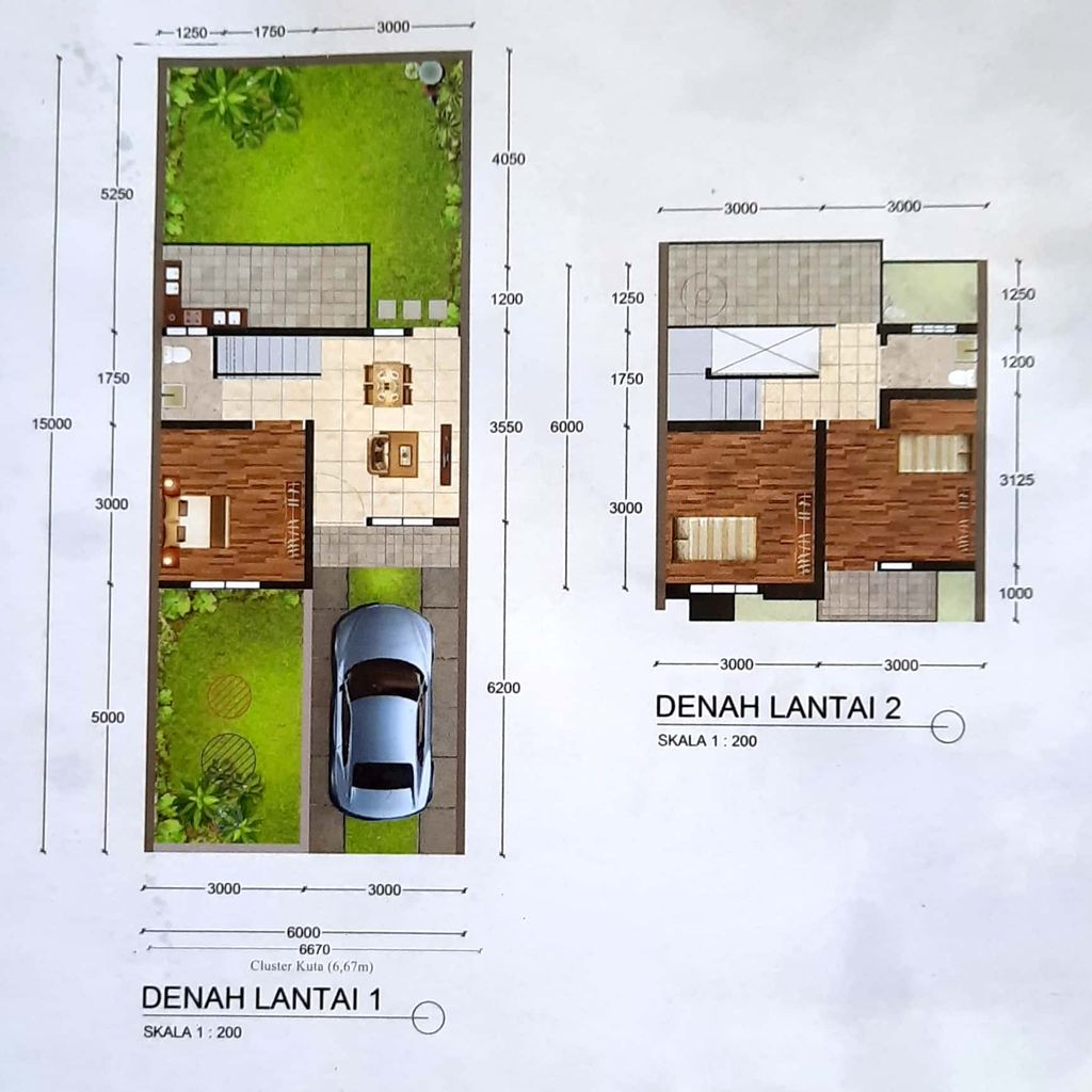 foto denah rumah tipe SEMINYAK 60/90 perumahan BALI GARDEN CITY VIEW TAHAP 2