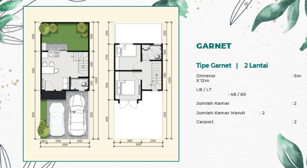 foto denah rumah tipe GARNET perumahan Emerald Residence