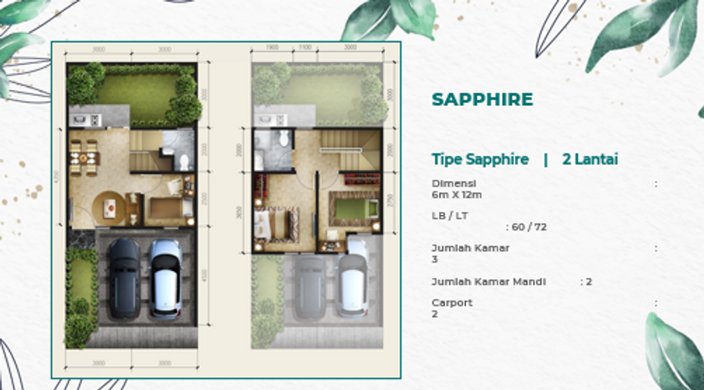foto denah rumah tipe SAPPHIRE perumahan Emerald Residence