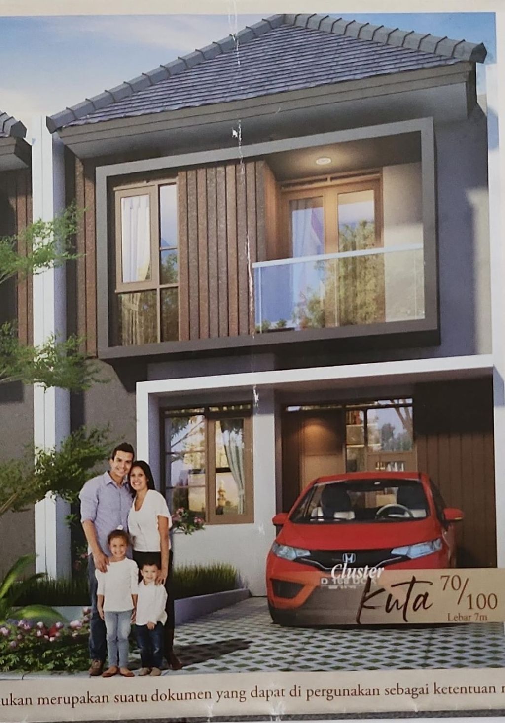 foto tampak rumah tipe KUTA 70/100 perumahan BALI GARDEN CITY VIEW TAHAP 2