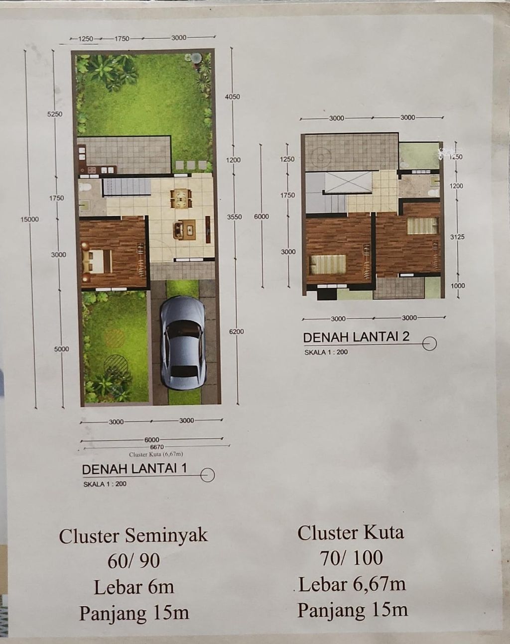 foto denah rumah tipe KUTA 70/100 perumahan BALI GARDEN CITY VIEW TAHAP 2