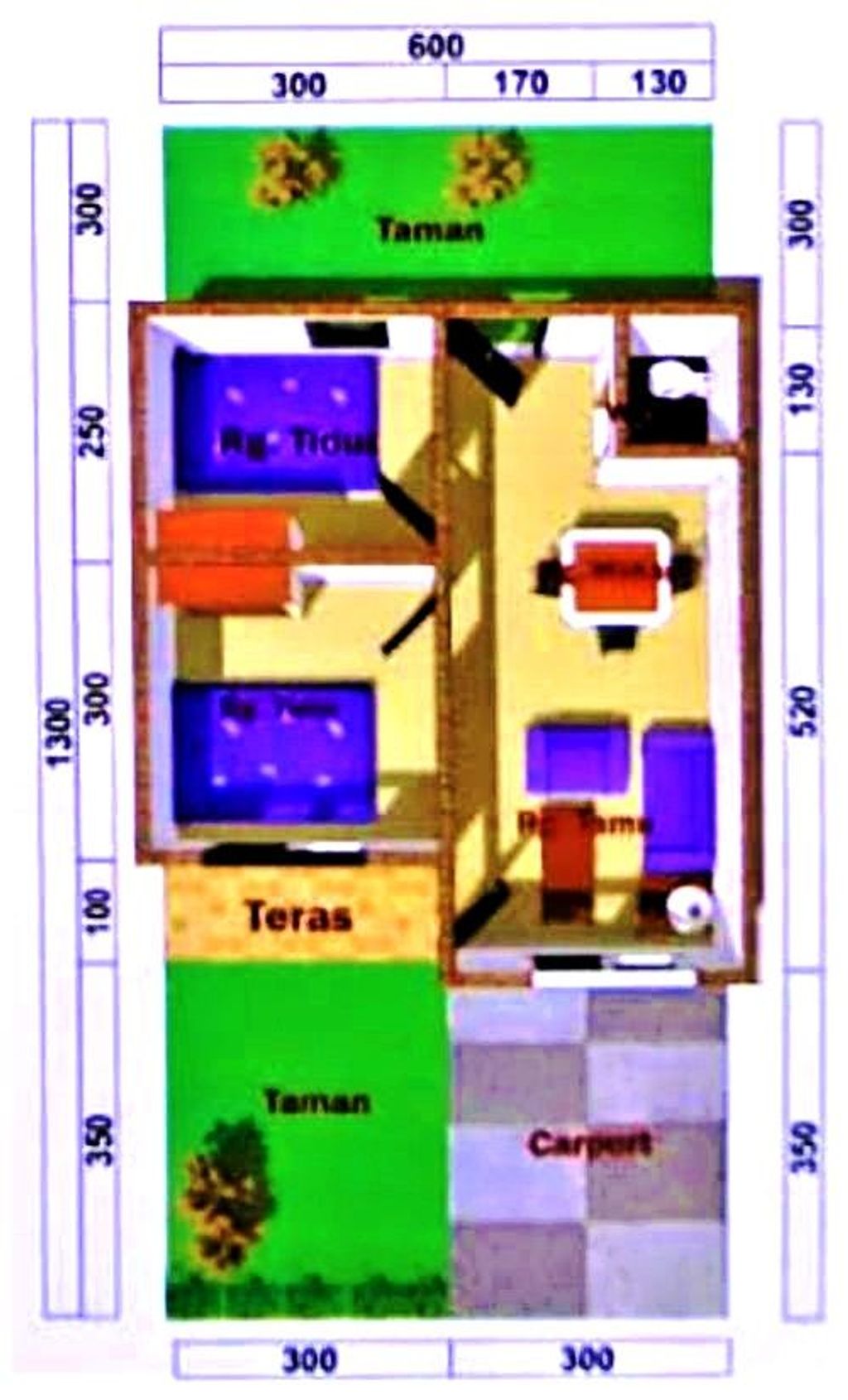 foto denah rumah tipe 36 perumahan ABDE PERMATA NYIUR