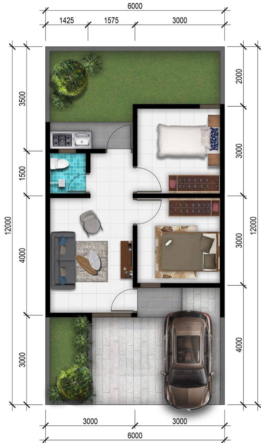 foto denah rumah tipe 36 perumahan BUKIT AYANA CIOMAS
