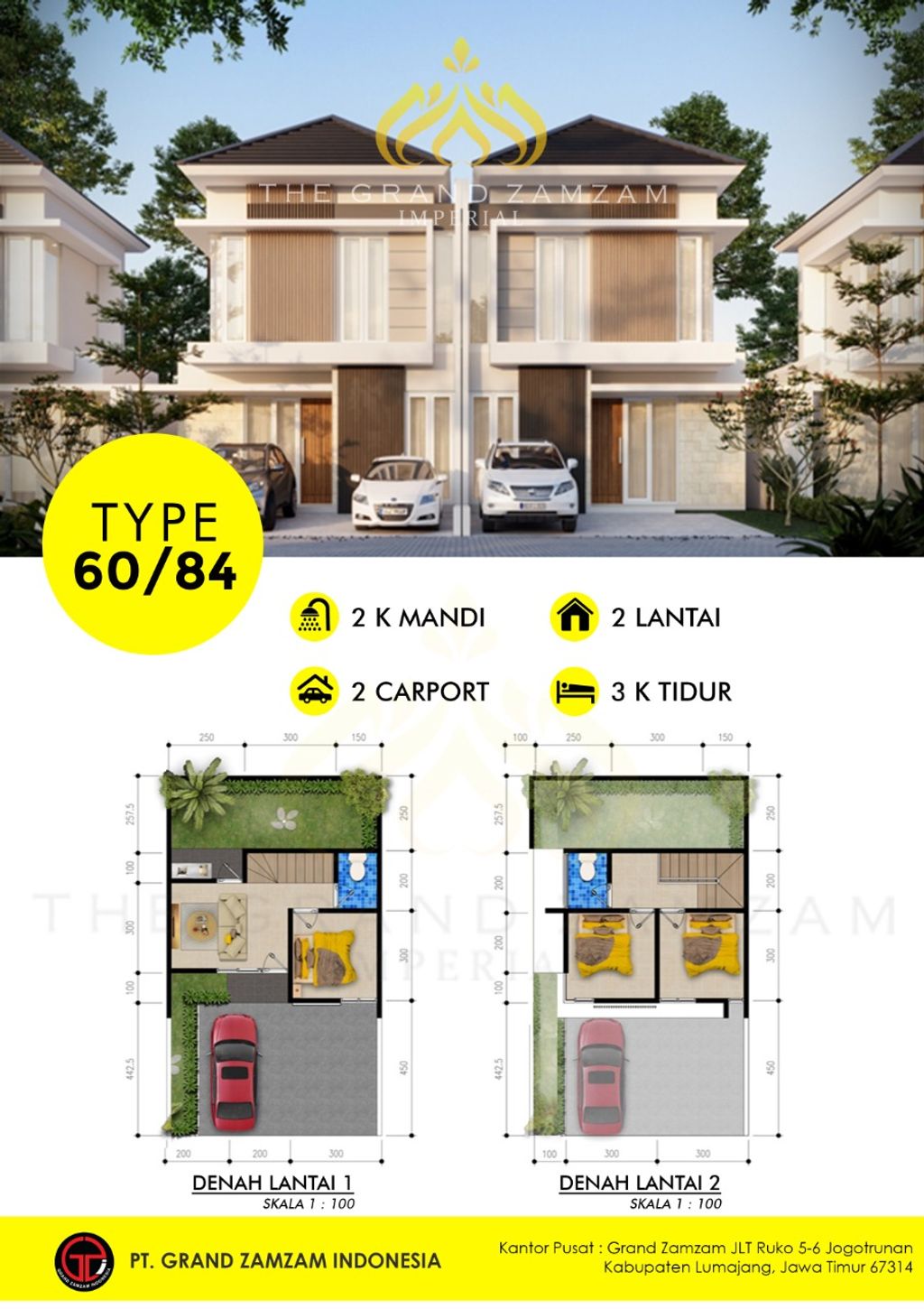 foto denah rumah tipe 60 PTHN perumahan THE GRAND ZAMZAM IMPERIAL TAHAP 3