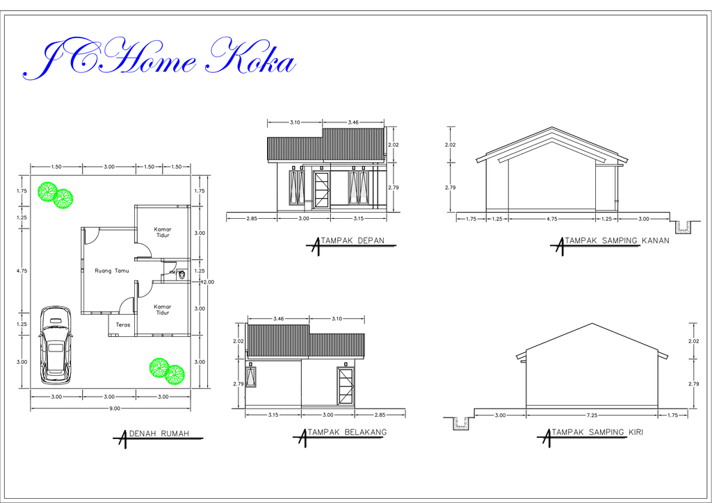 foto denah rumah tipe 36/108 perumahan JCHOME KOKA