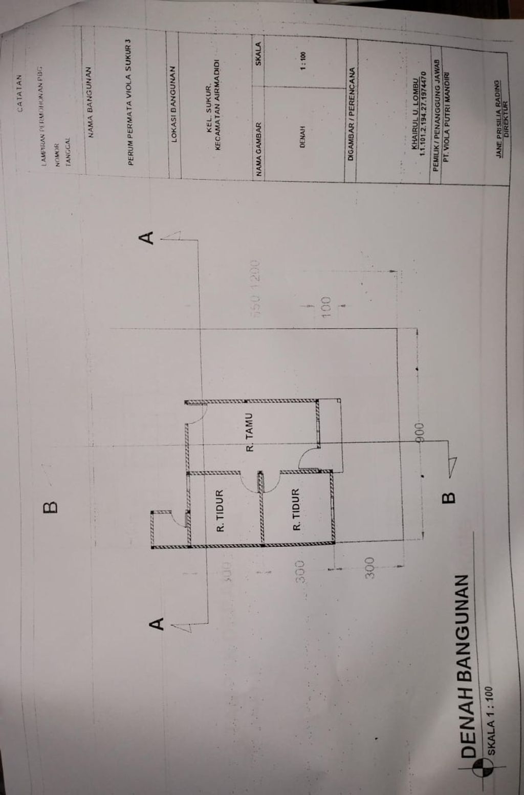 foto denah rumah tipe 36 perumahan PERMATA VIOLA SUKUR 3