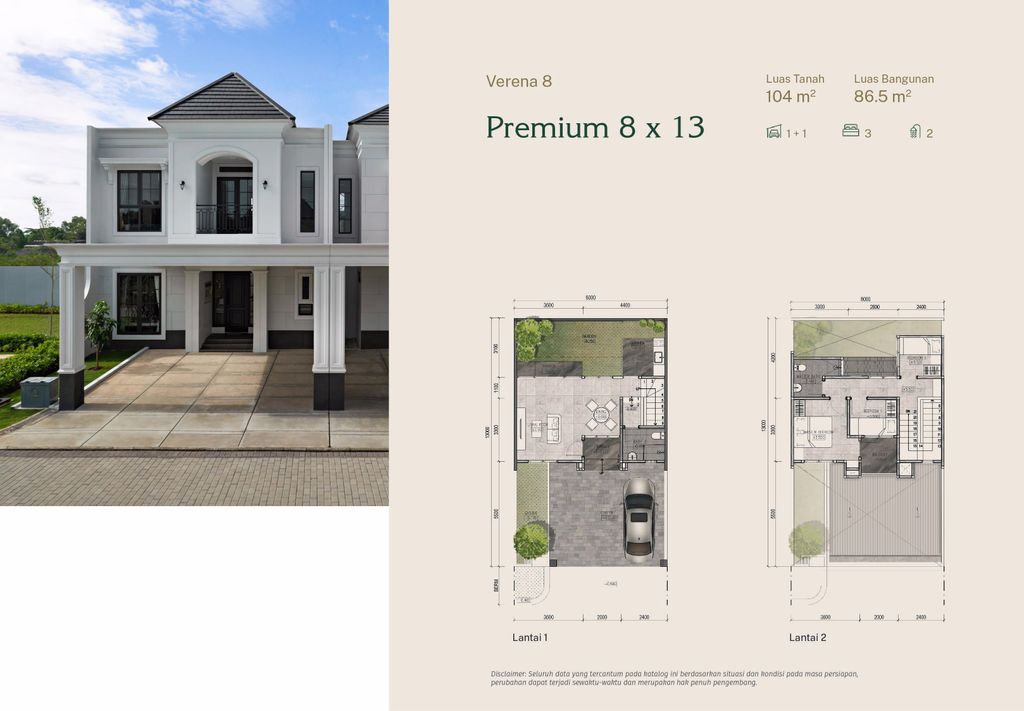 foto tampak rumah tipe 8 x 13 BADAN perumahan Summarecon Emerald Karawang - Cluster Verena