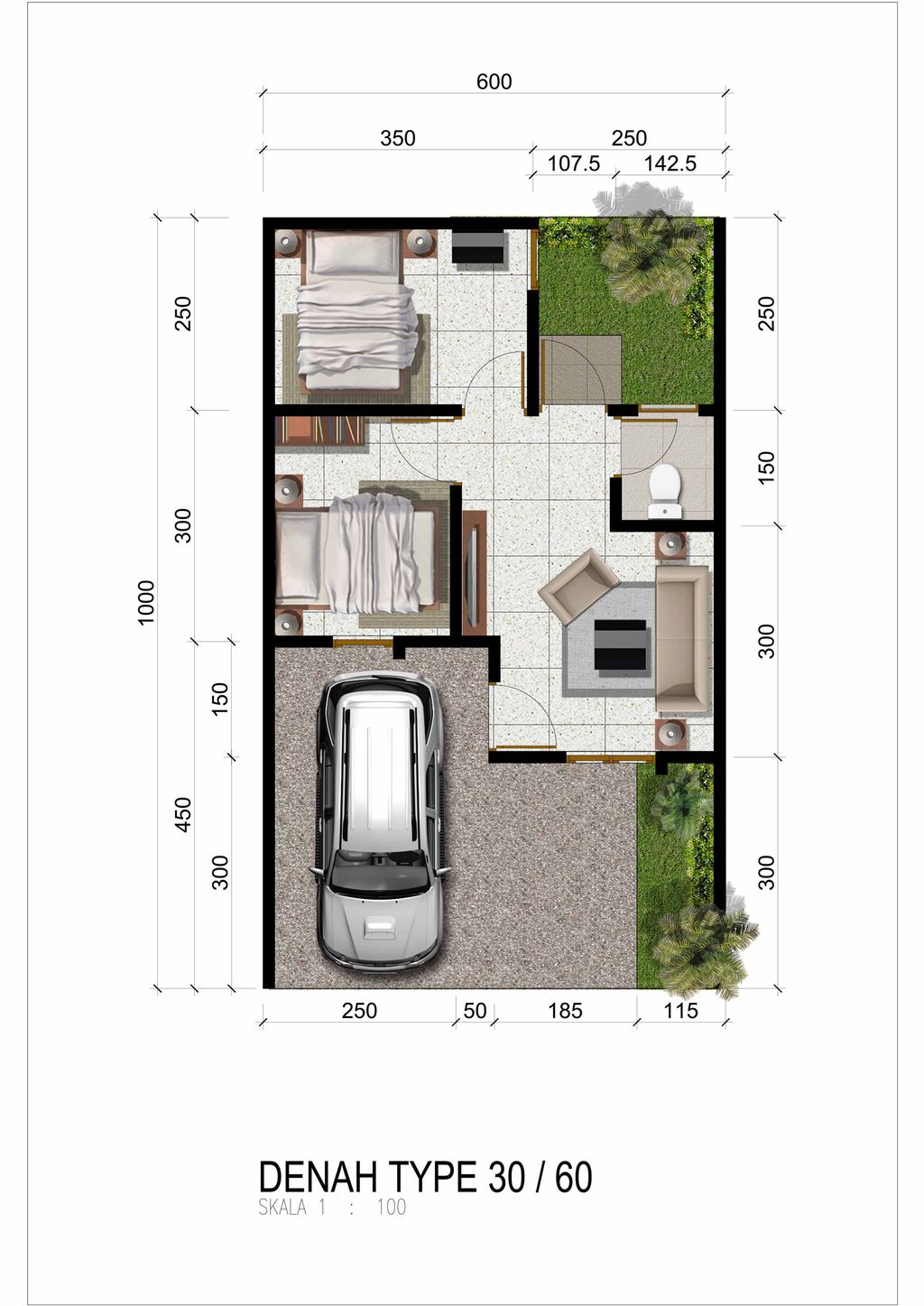 foto denah rumah tipe AKASIA perumahan KHAYANGAN RESIDENCE