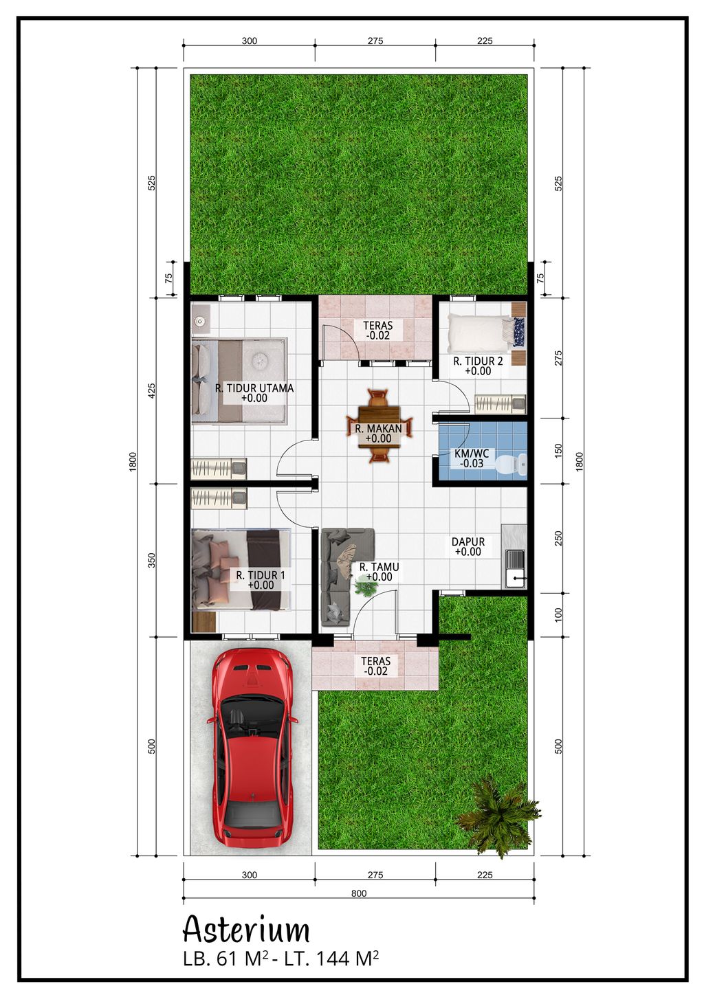 foto denah rumah tipe ASTERIUM 144 perumahan Mandiri Residence