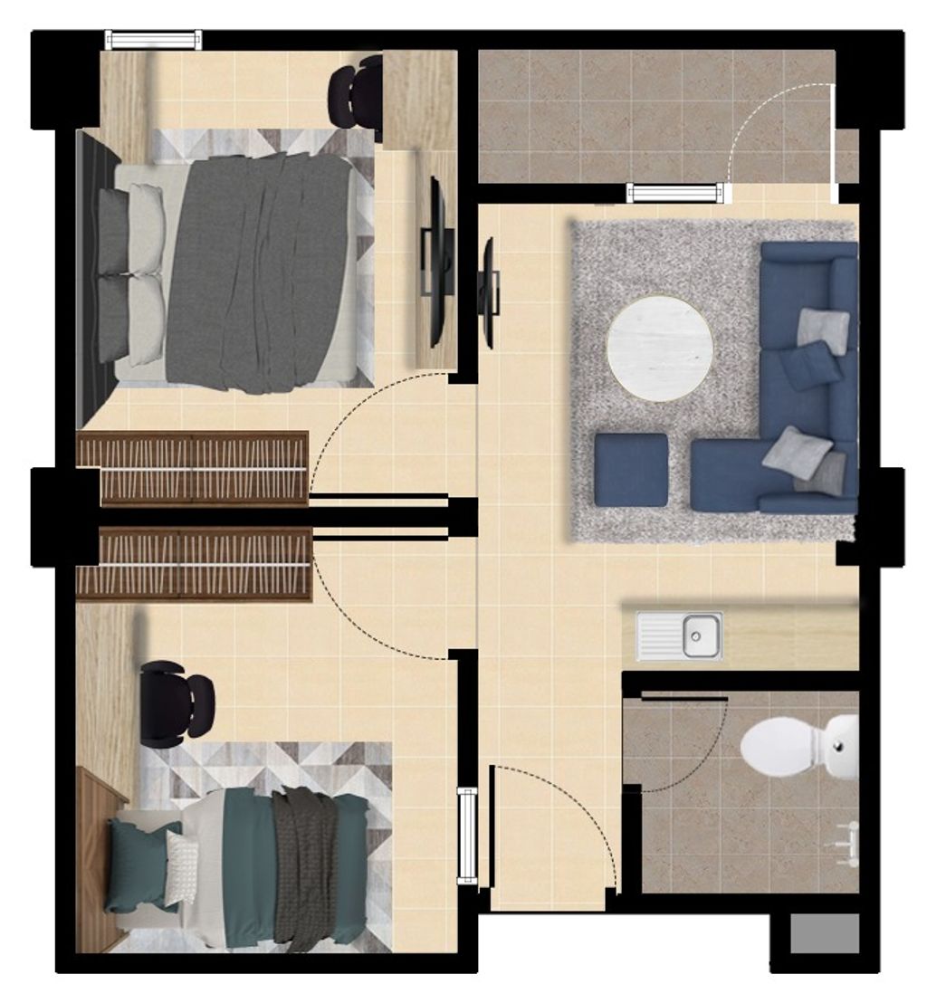 foto denah rumah tipe 2 BR Tengah perumahan PERUMNAS SAMESTA EAST POINT
