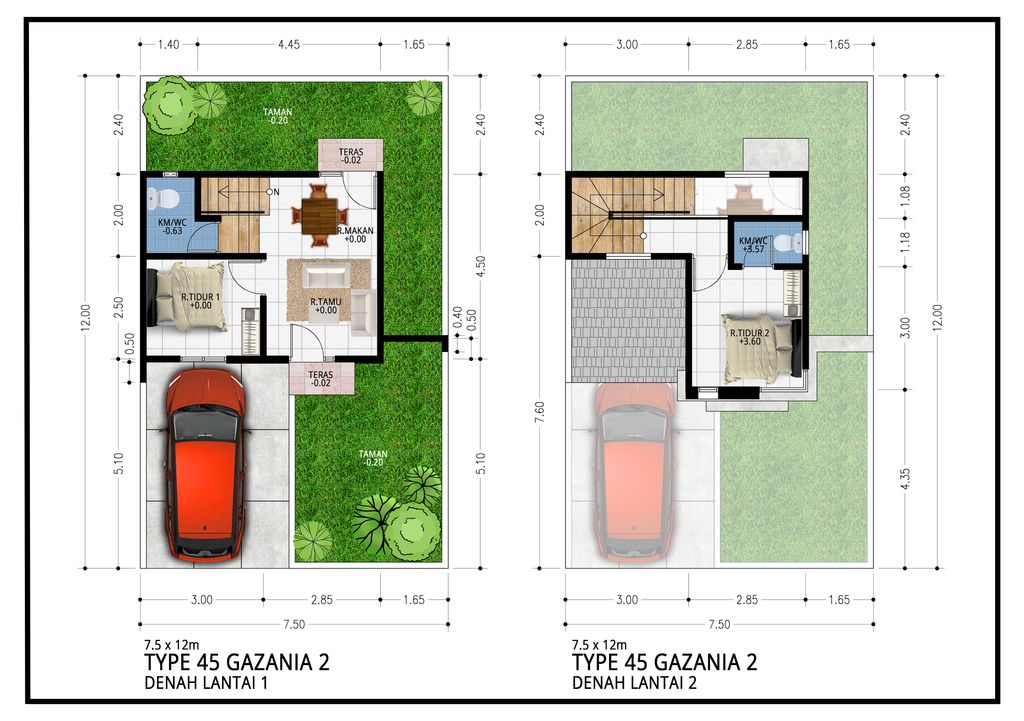 foto denah rumah tipe GAZANIA 2 184 perumahan Mandiri Residence