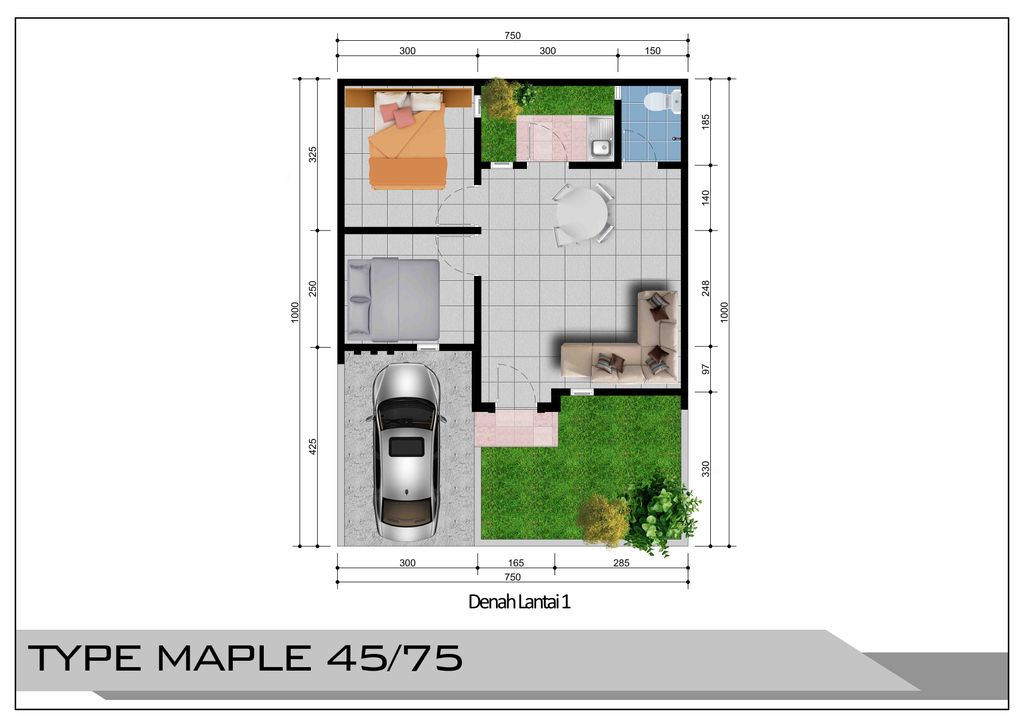 foto denah rumah tipe MAPLE (2) perumahan Mandiri Residence