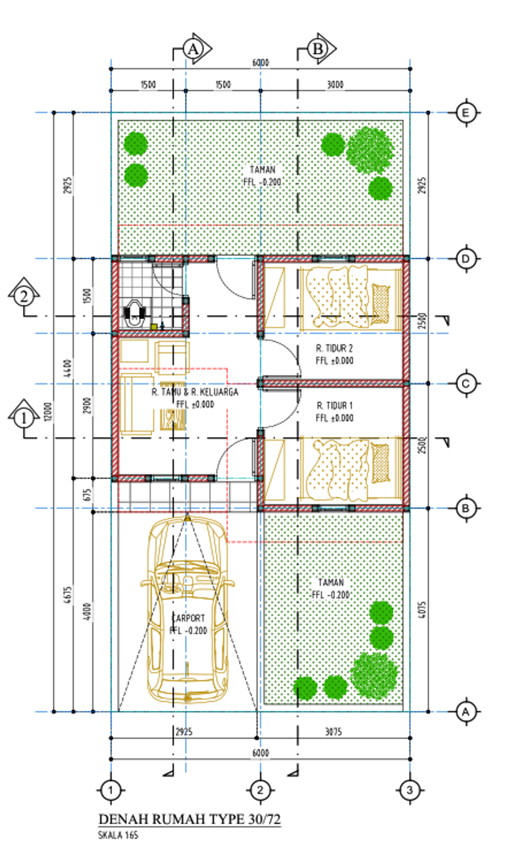 foto denah rumah tipe 30/72 perumahan HARMONI RAYA