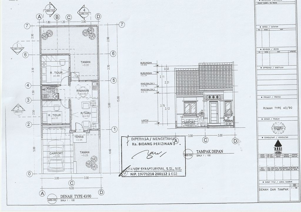 foto denah rumah tipe 43/90 perumahan Sawangan Residence Ideal