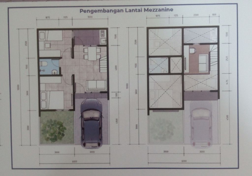 foto denah rumah tipe STANDARD & 1 LANTAI MEZZANINE 768 perumahan ARSA RESIDENCE KARAWANG