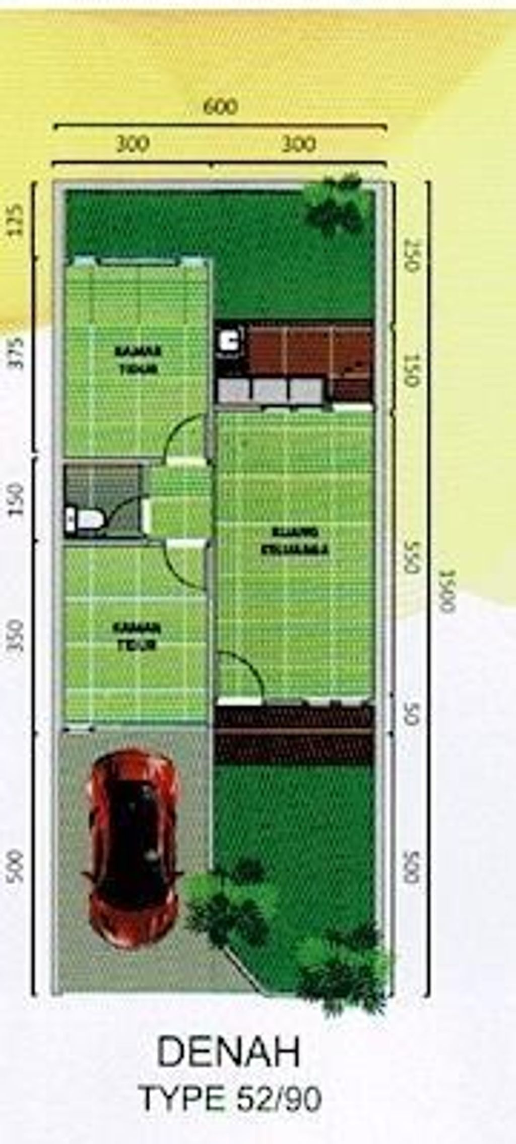 foto denah rumah tipe 52/90 perumahan MARIGOLD GARDEN