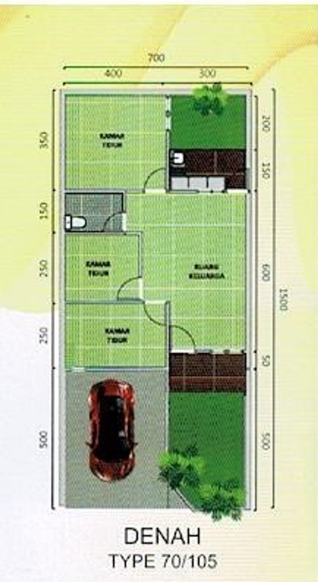 foto denah rumah tipe 70/150 perumahan MARIGOLD GARDEN