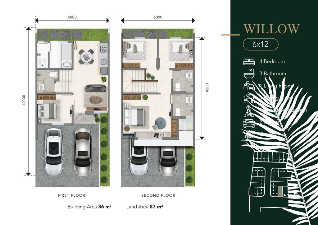 foto denah rumah tipe Willow perumahan Fortunia Residences 2