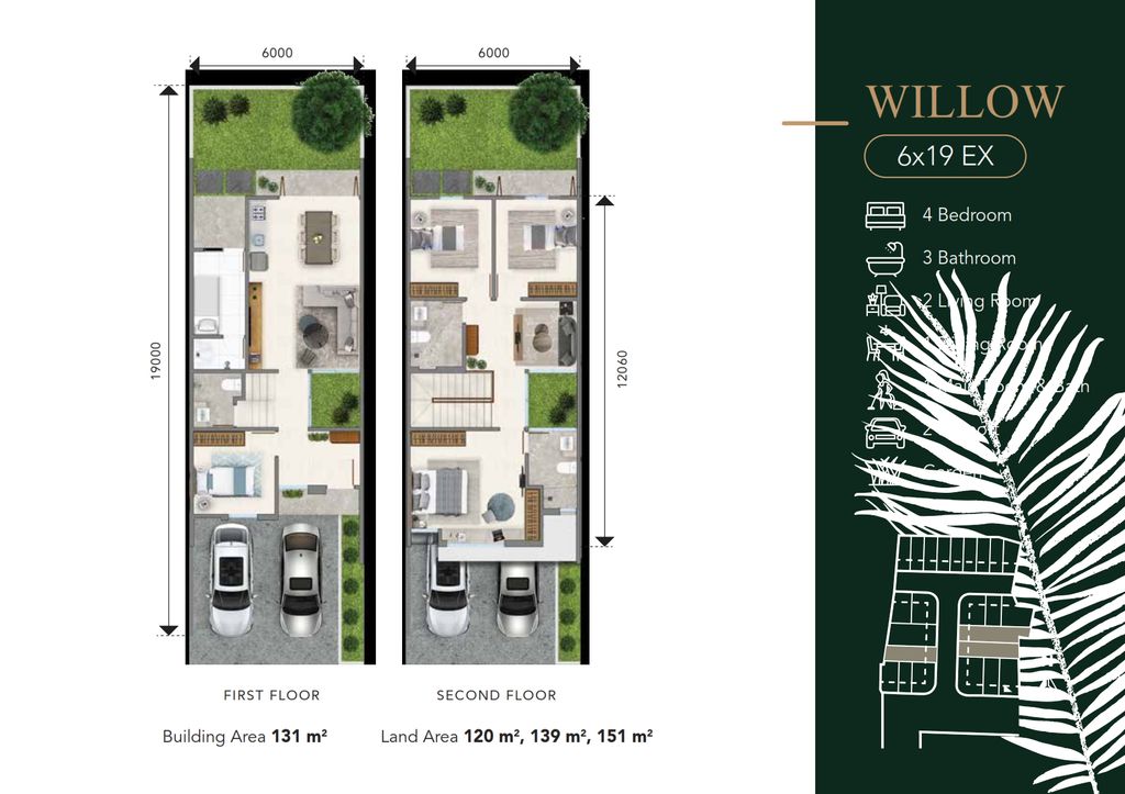 foto denah rumah tipe Willow (Ex) perumahan Fortunia Residences 2