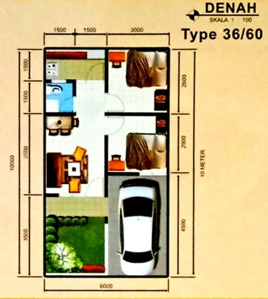 foto denah rumah tipe RAFLESIA SELATAN 36/60 perumahan GRAND MAHKOTA 2_TAHAP 2