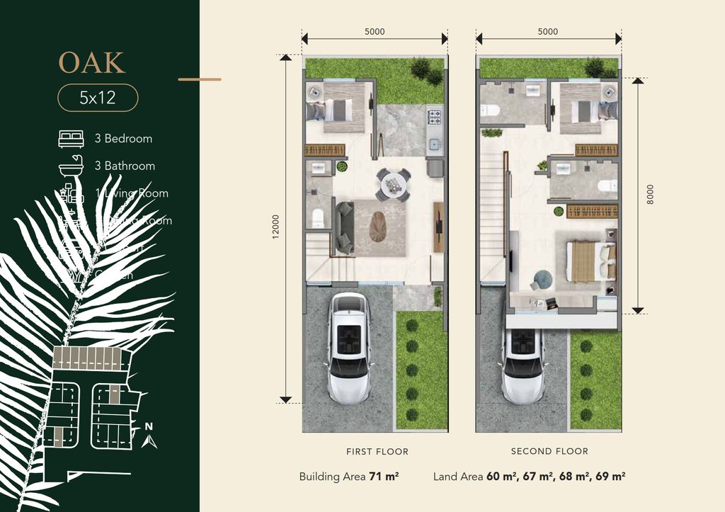foto denah rumah tipe Oak perumahan Fortunia Residences 2