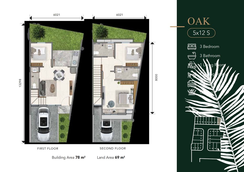 foto denah rumah tipe Oak (SP) perumahan Fortunia Residences 2