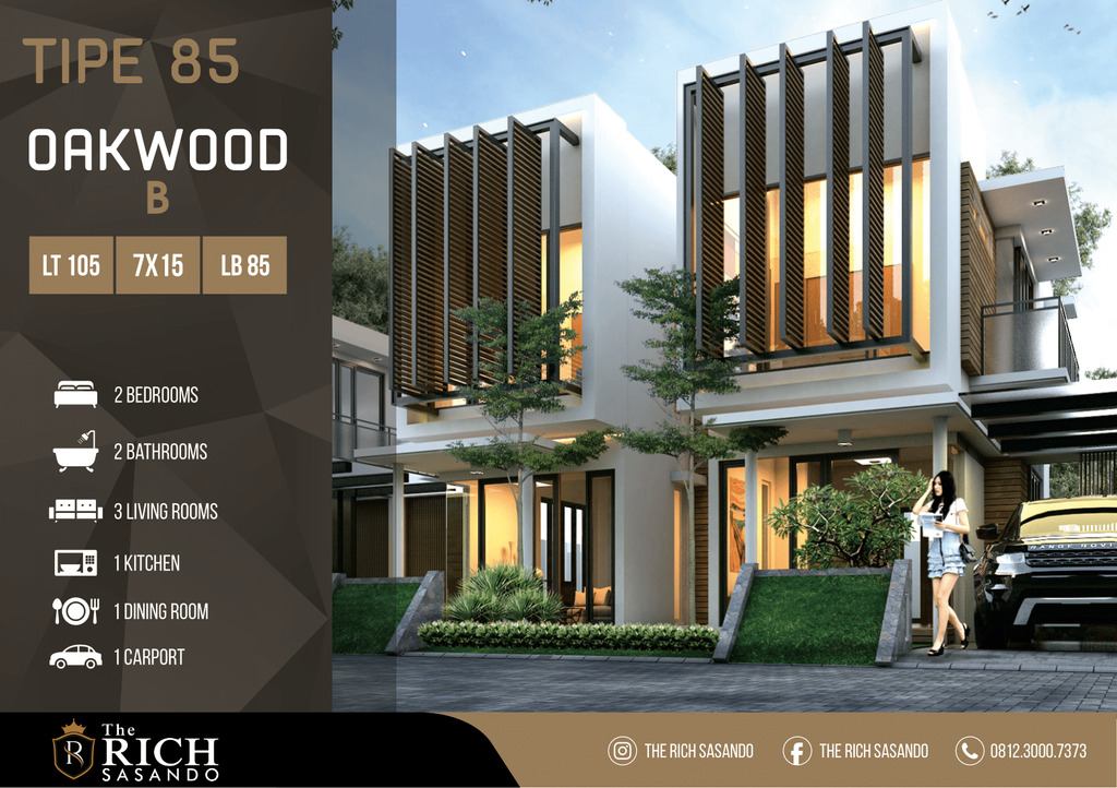 foto tampak rumah tipe OAKWOOD B perumahan THE RICH SASANDO