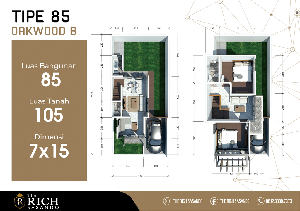 foto denah rumah tipe OAKWOOD B perumahan THE RICH SASANDO