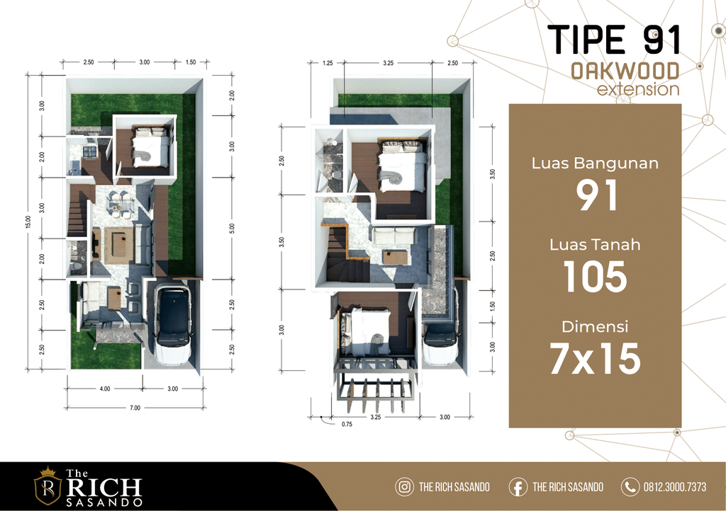 foto denah rumah tipe OAKWOOD EXTENTION perumahan THE RICH SASANDO